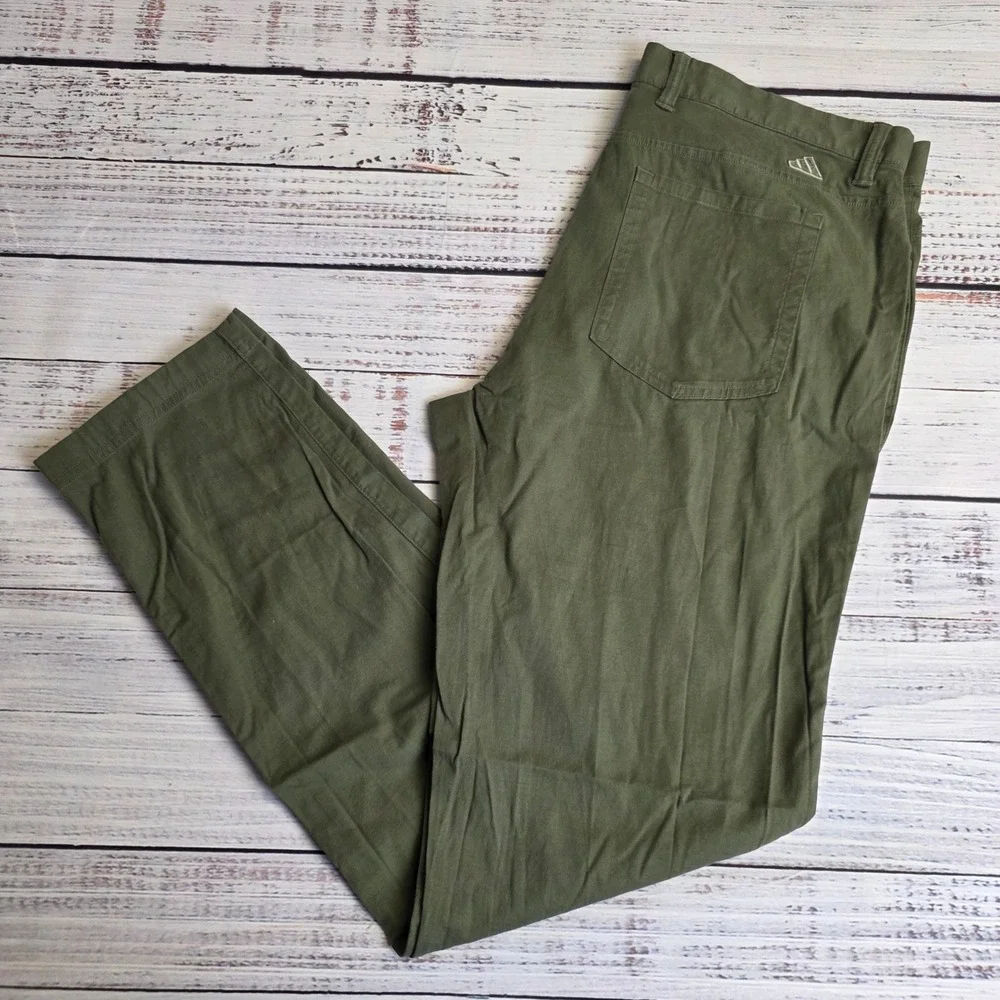 Adidas Go To 5 Pocket Golf Pants Olive Green Stretch Cotton Lyocell HR7926 36x32